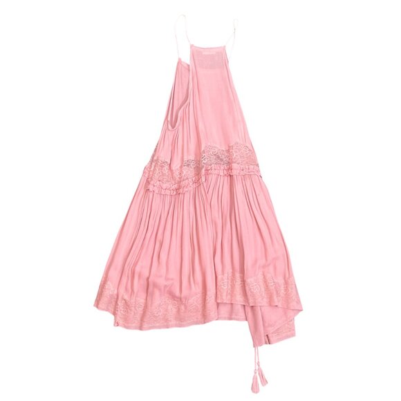 Free People Two For Tea Slip Babydoll Mini Dress In Blush Pink Women's SMALL - Picture 4 of 4